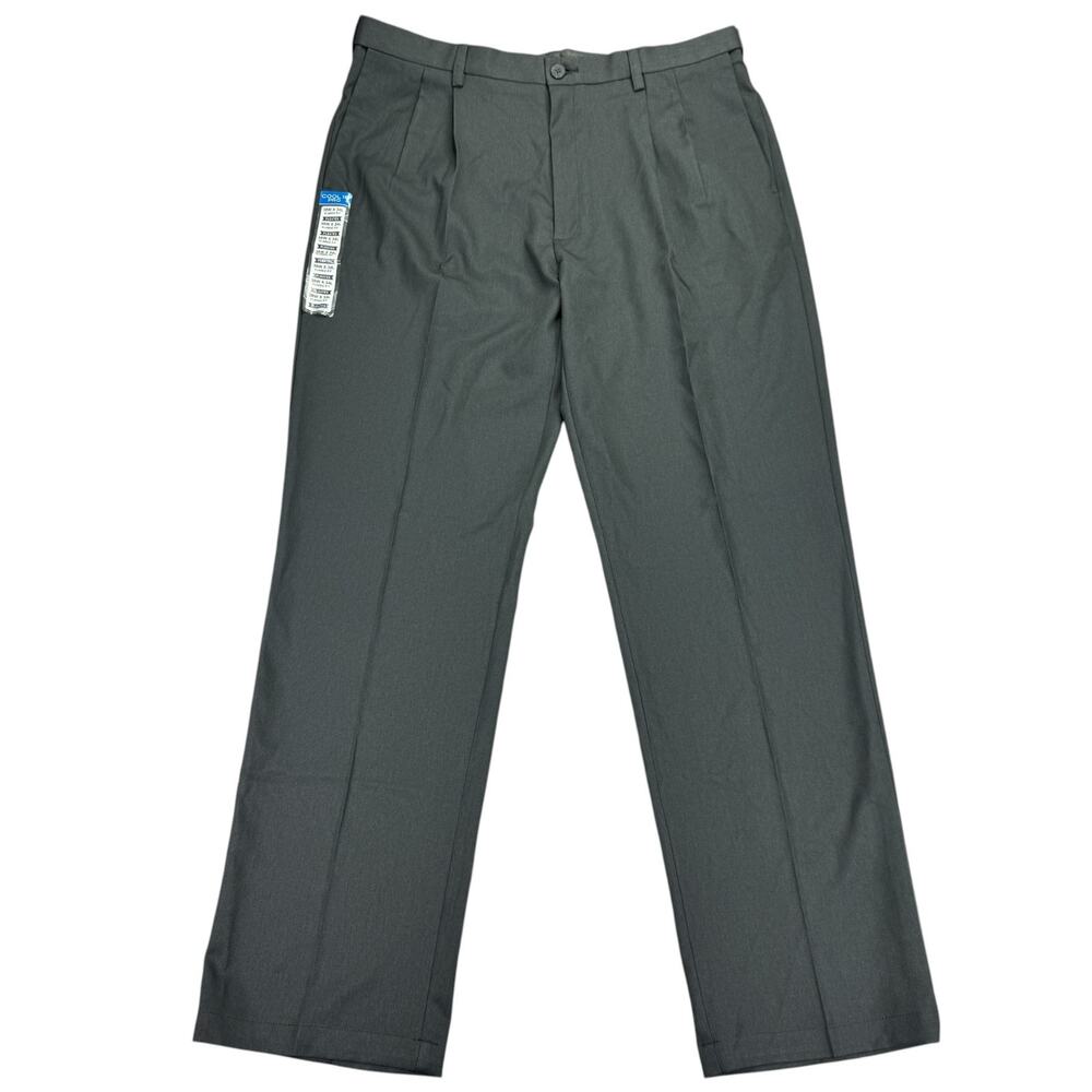 Haggar Mens Cool 18 Pro Classic Fit Pleated Stretch Dress Pants Charcoal 38x34